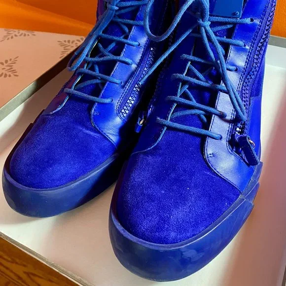 Giuseppe Zanotti Vintage Royal Blue Suede Sneakers Size (47)